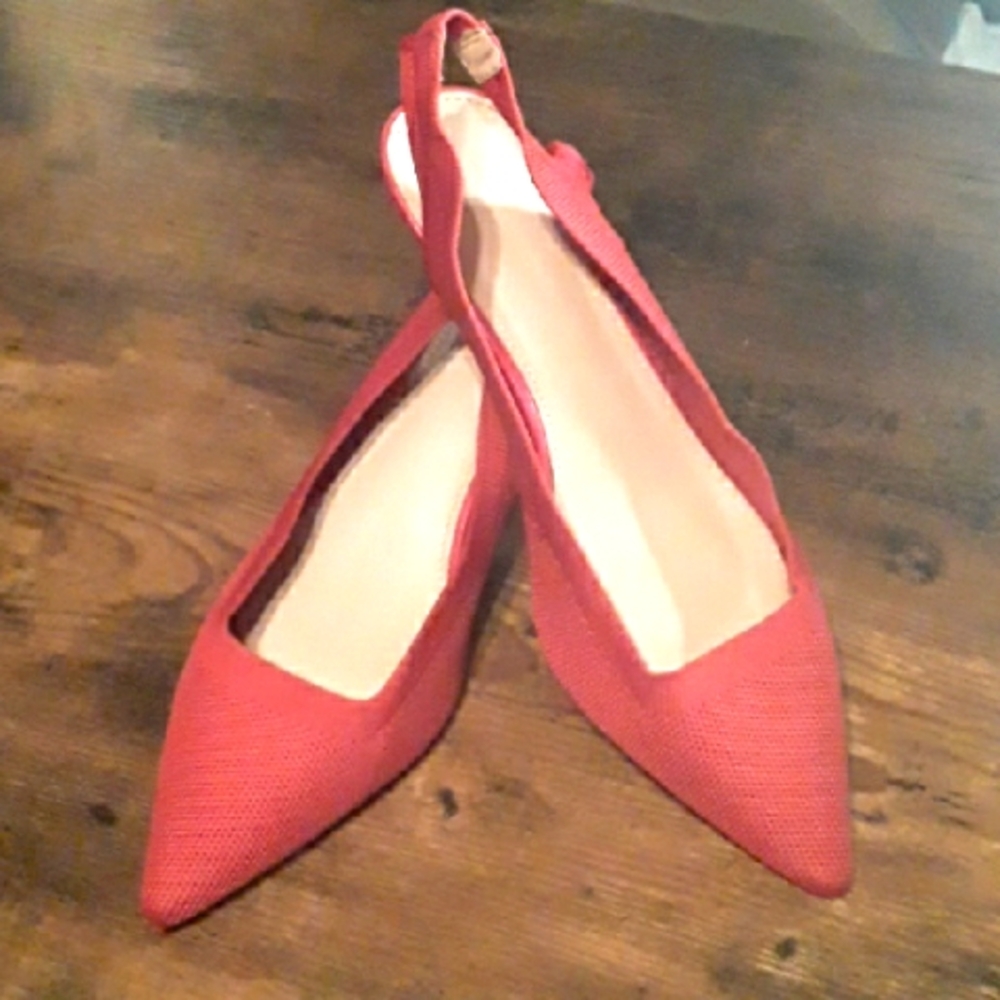 French Connection Red Pointed Slingback Flats